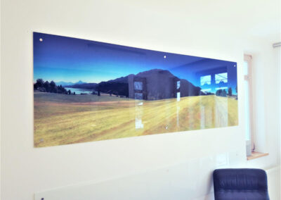 Theo Frommlet - Fugentechnik Memmingen - Glasttechnik im Sanitärbereich und Küchenbereich - Großes Glasbild an Wand